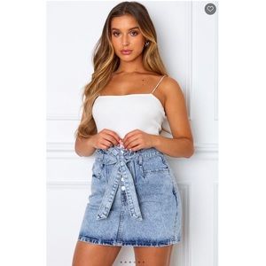 NWT white fox denim skirt